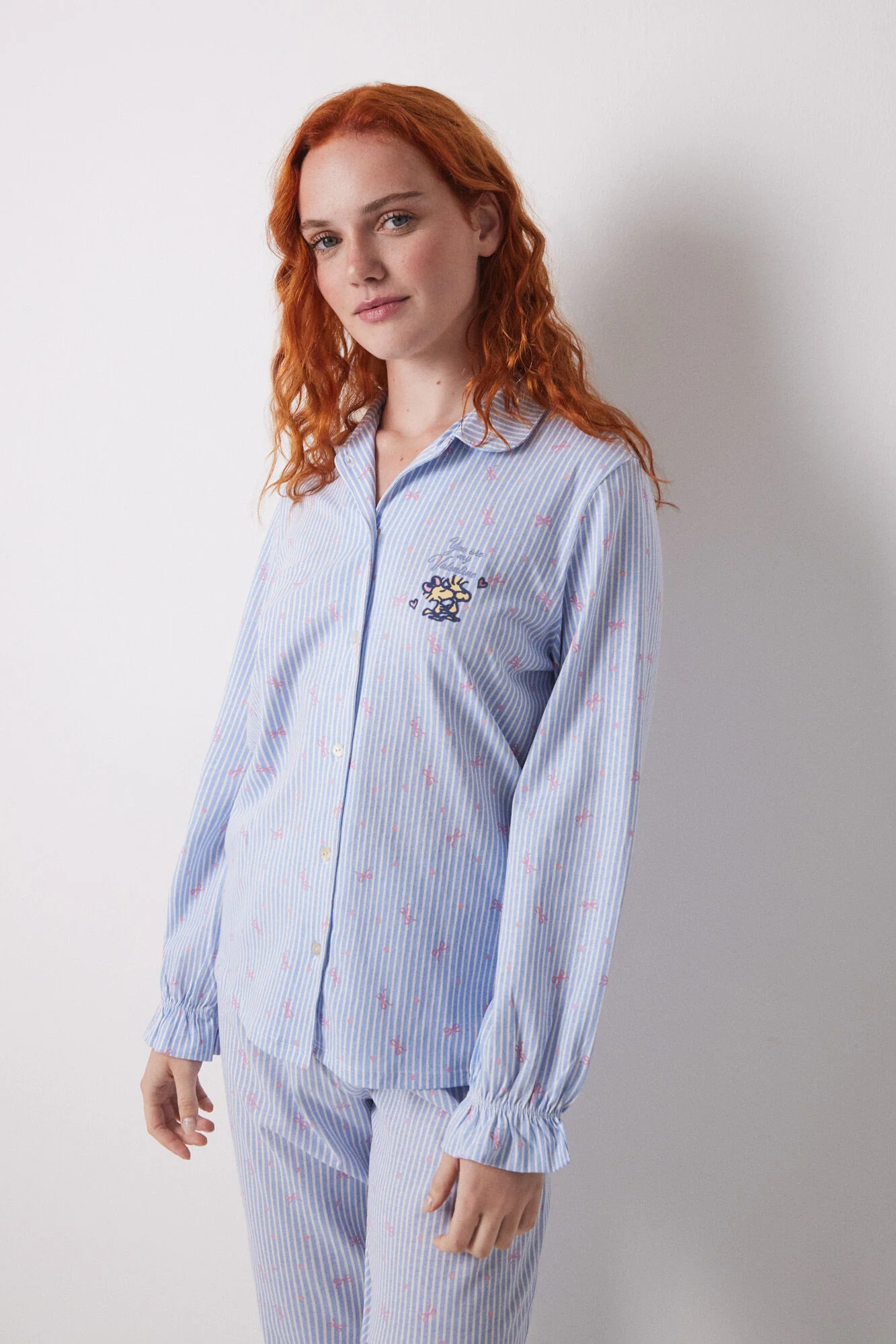 Long shirt pajamas 100% cotton blue striped - Image 7