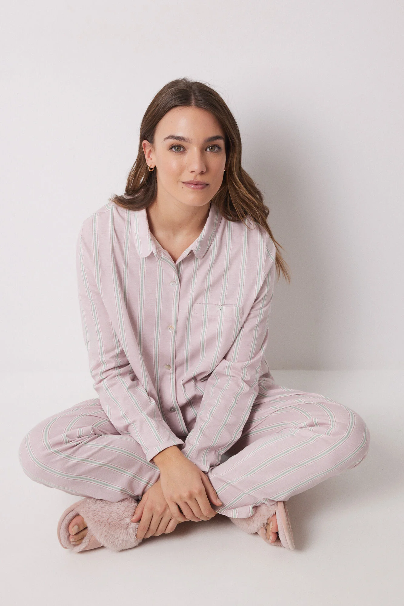 Long shirt pajamas 100% cotton striped - Image 5