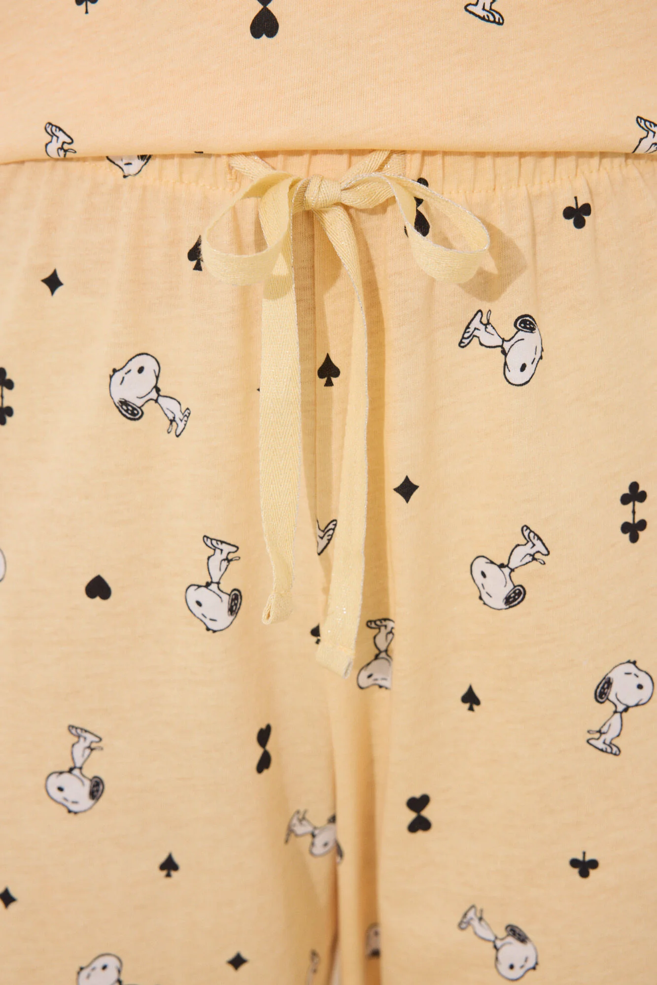 Long short sleeve cotton long pyjamas Snoopy yellow - Image 5