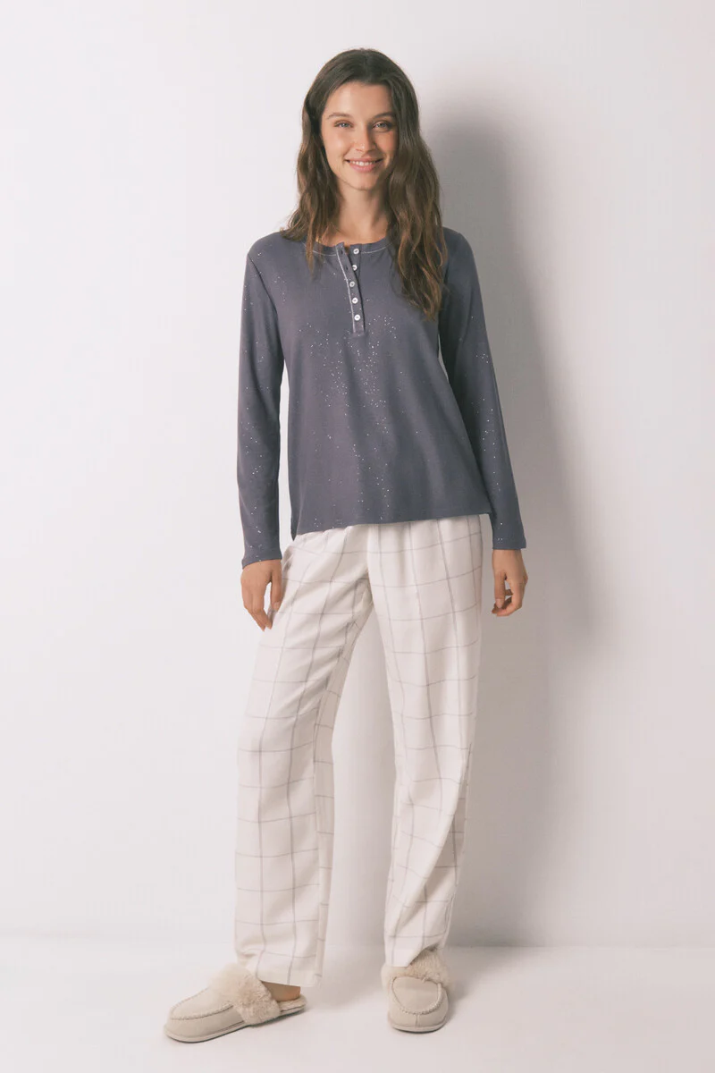 Long sleeve glossy grey viscose T-shirt - Image 5