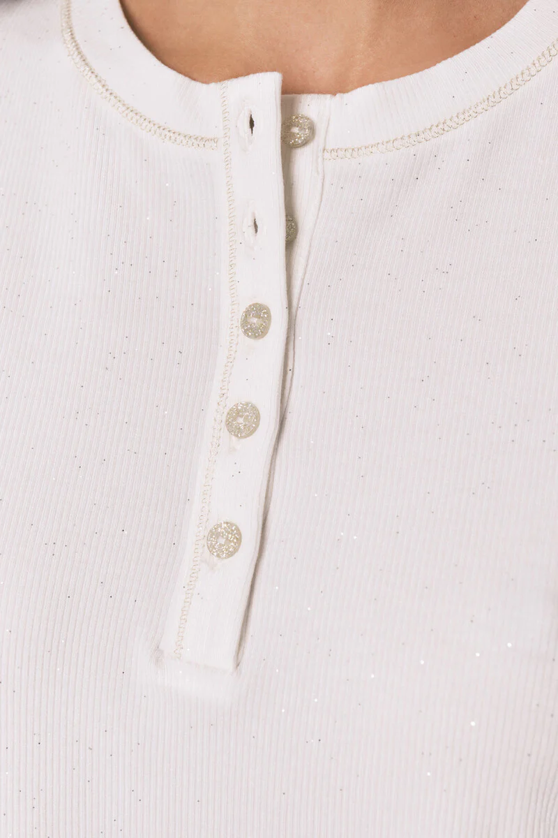 Long sleeve glossy white viscose T-shirt - Image 3