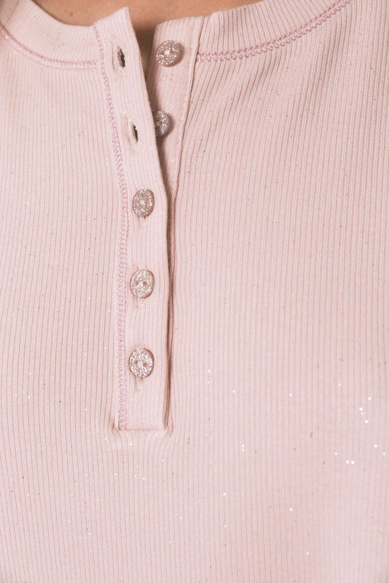 Long sleeve pink glitter viscose T-shirt - Image 2