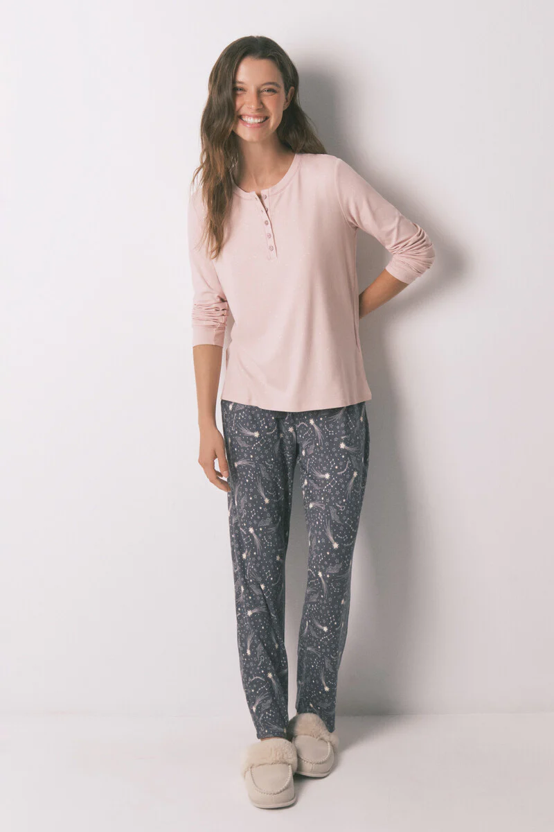 Long sleeve pink glitter viscose T-shirt - Image 5