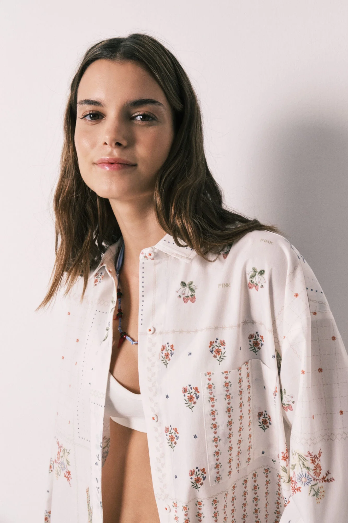 Long-sleeved poplin shirt with floral print - Image 5