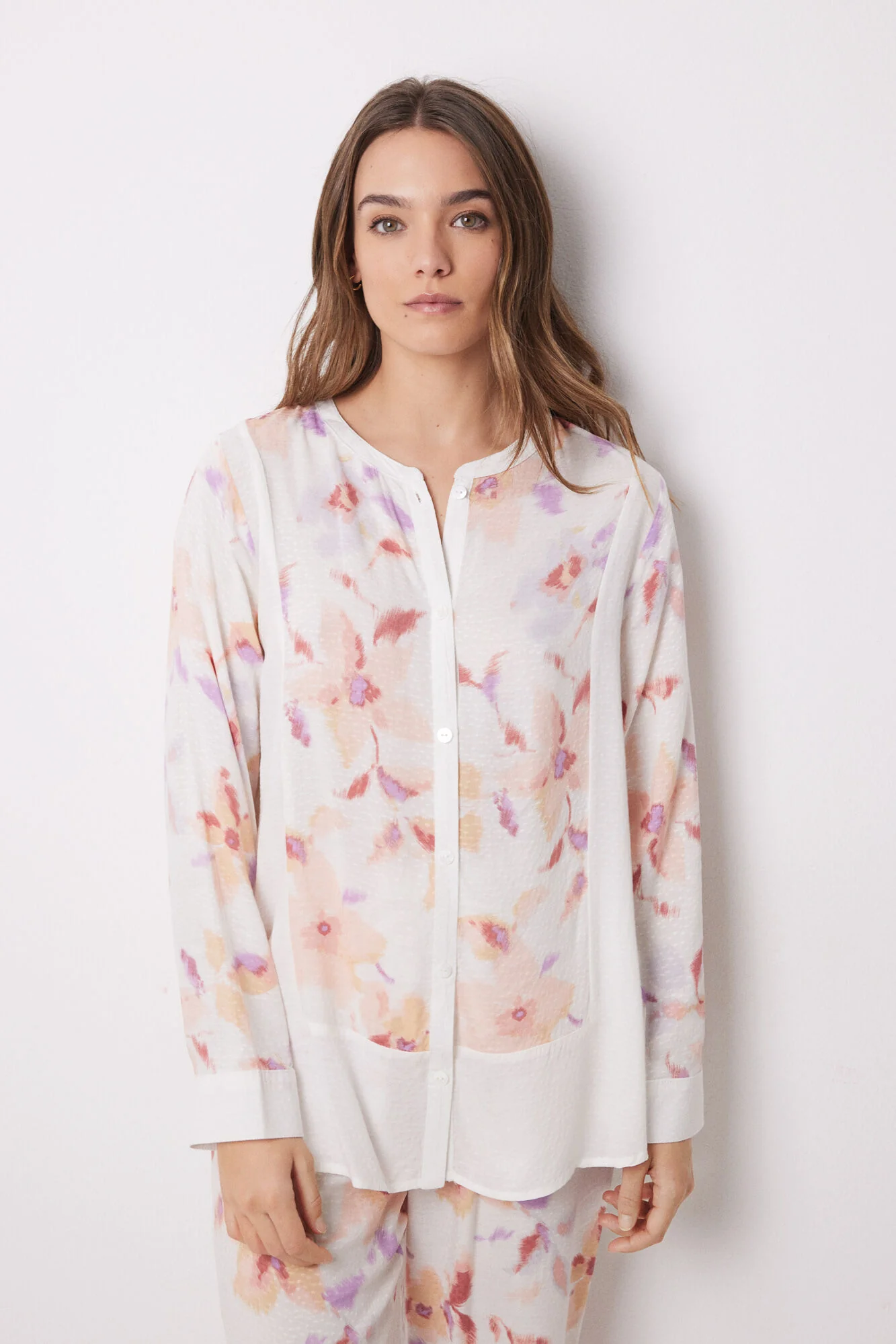 Long viscose flower shirt pajamas - Image 4