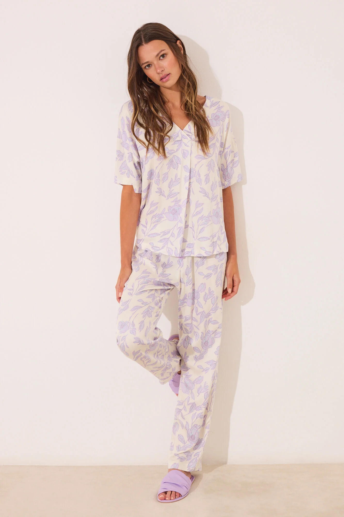Long viscose print long pyjamas