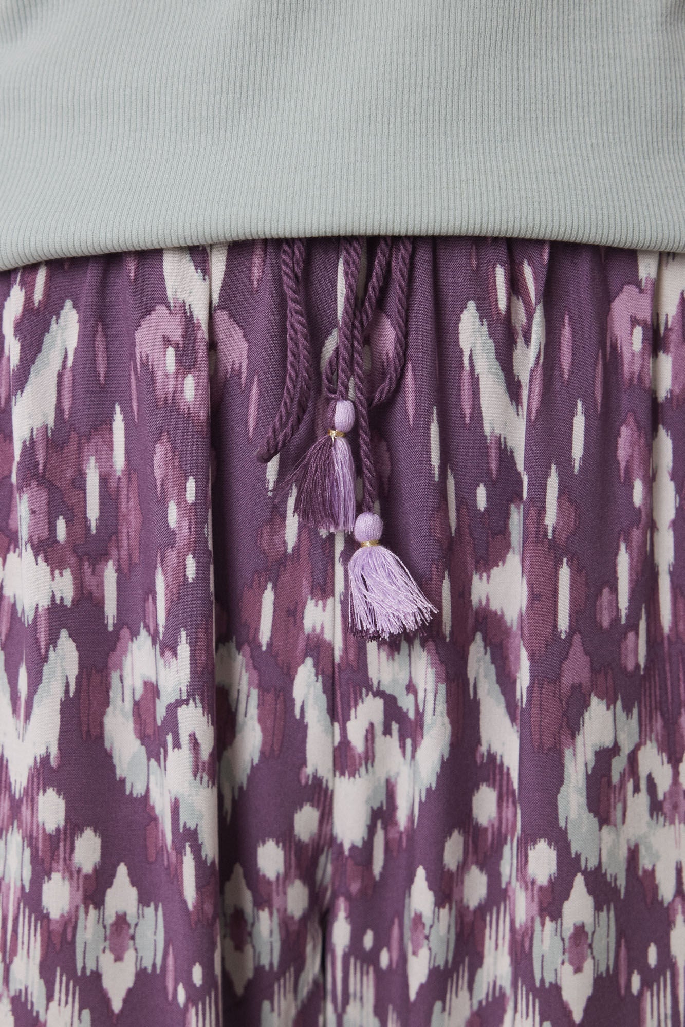 Long viscose trousers with ikat print - Image 2