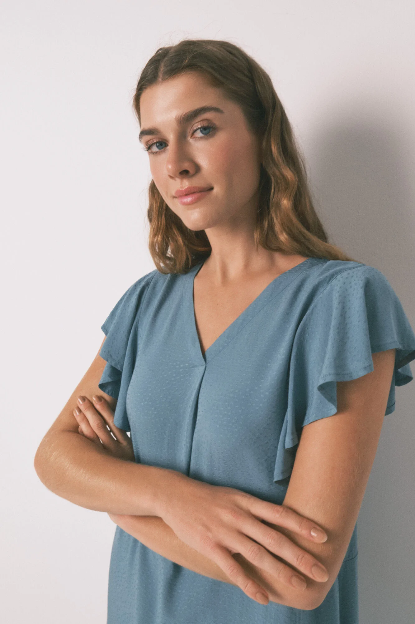 Loose blue floral midi nightgown - Image 4