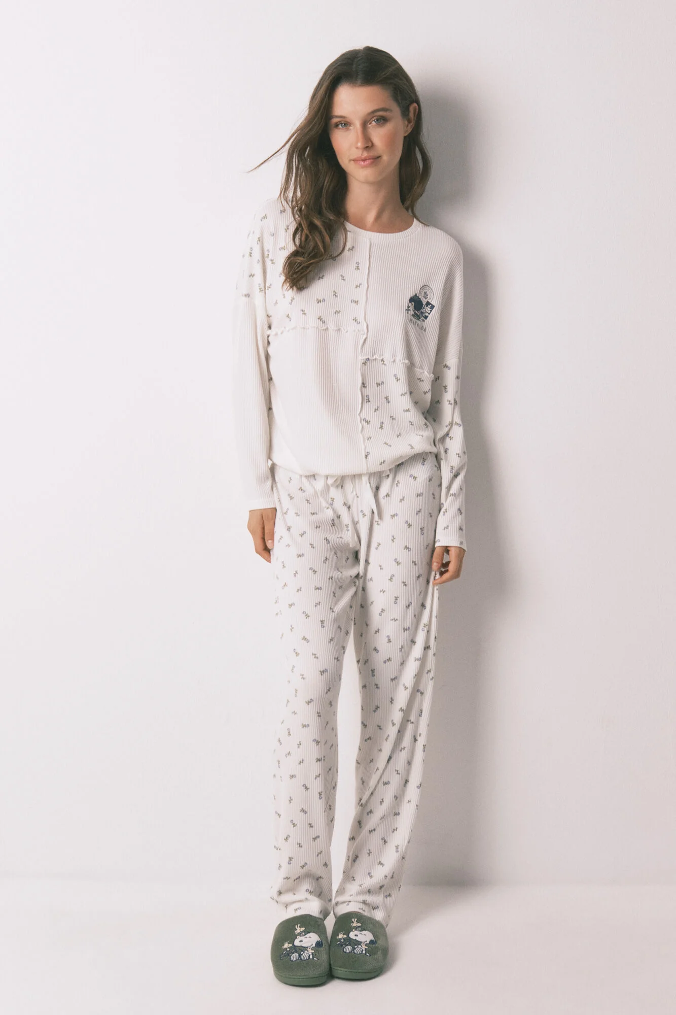 Mafalda ivory 100% cotton ribbed long pyjamas - Image 2
