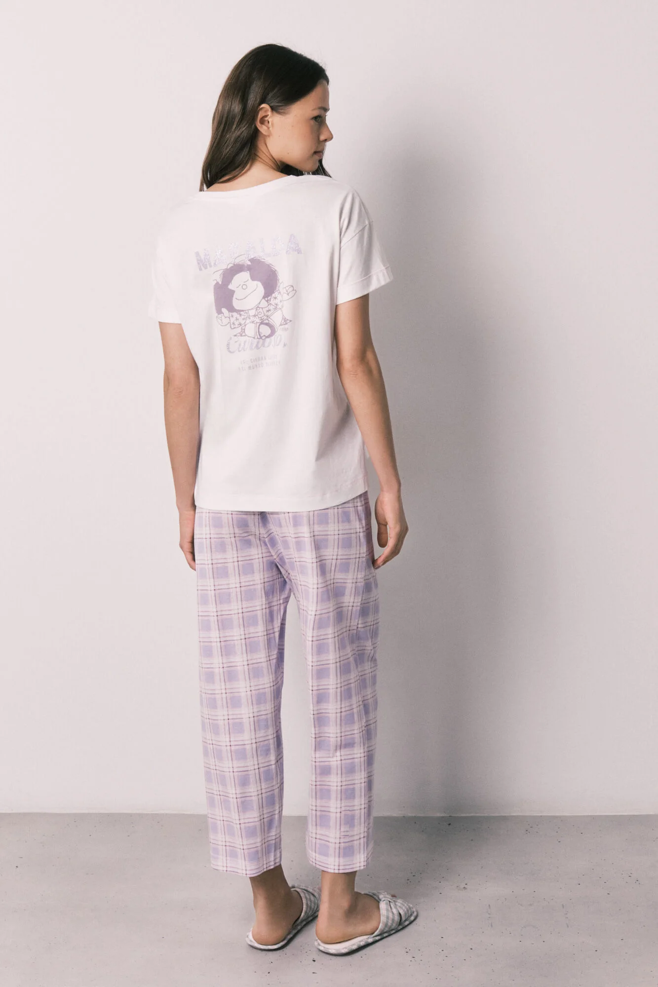Mafalda plaid cotton long pyjamas - Image 5