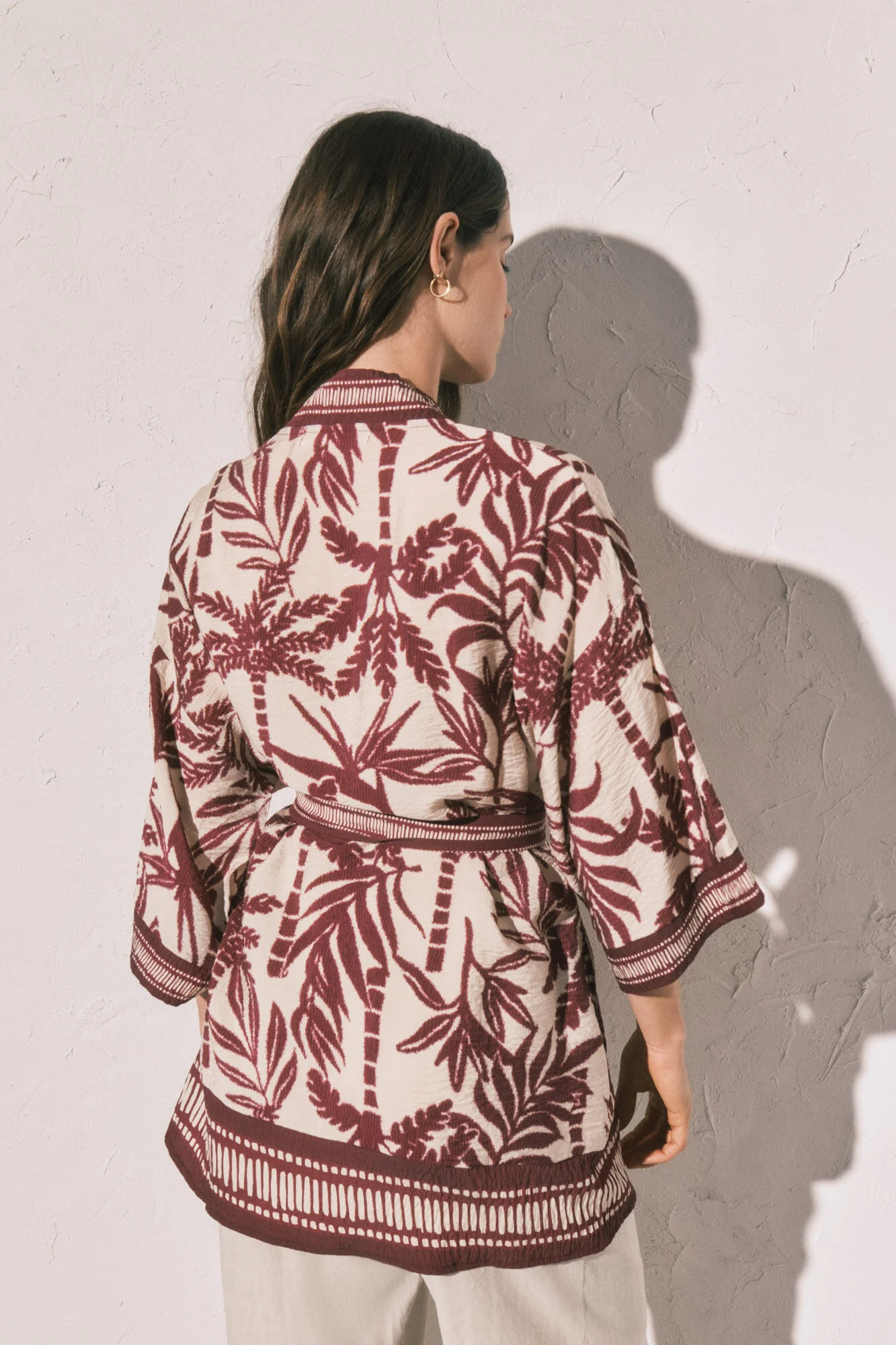 Maroon print kimono - Image 5