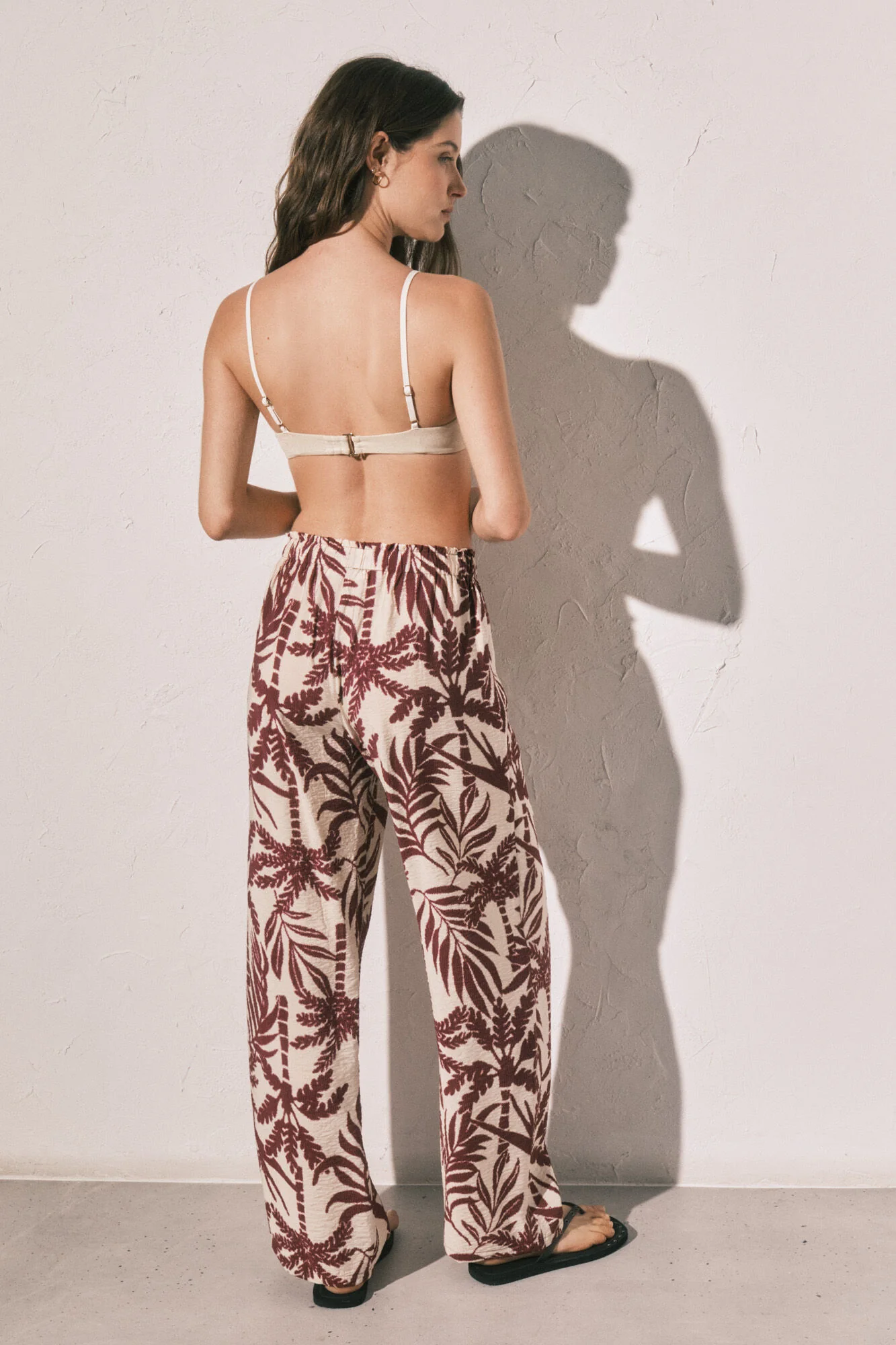 Maroon print long trousers - Image 4