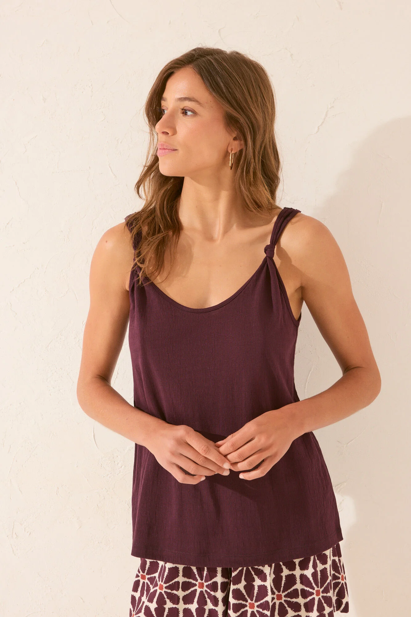 Maroon viscose vest top