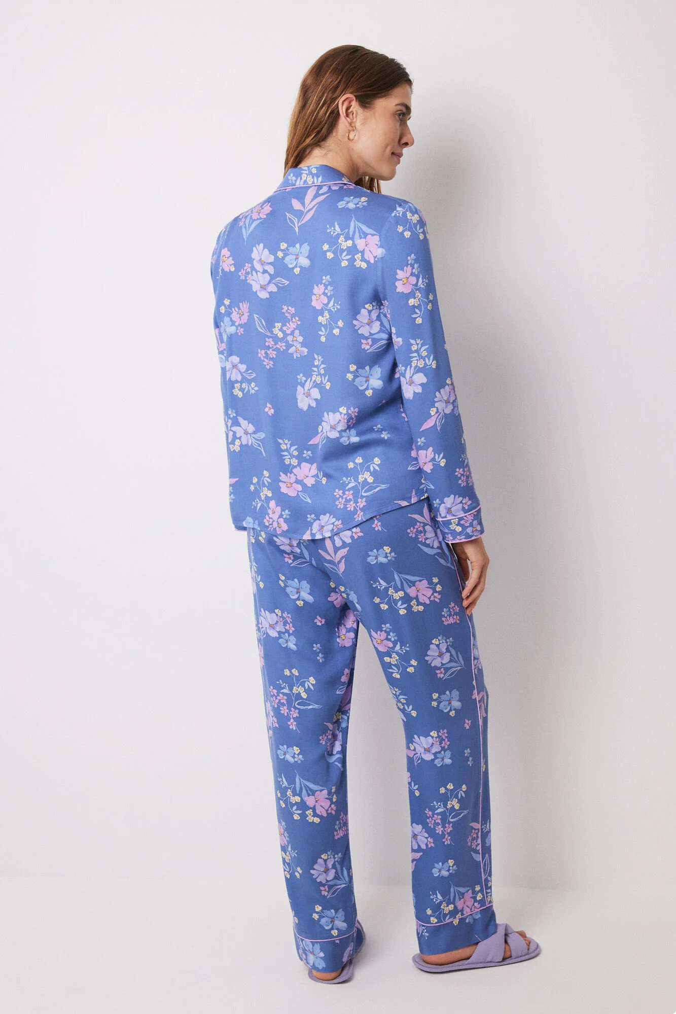 Blue floral soft touch shirt pajamas - Image 2