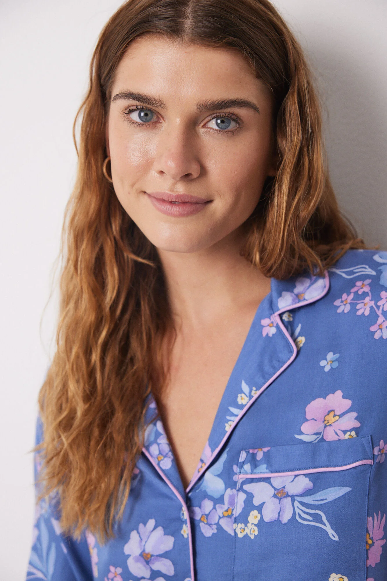 Blue floral soft touch shirt pajamas - Image 3