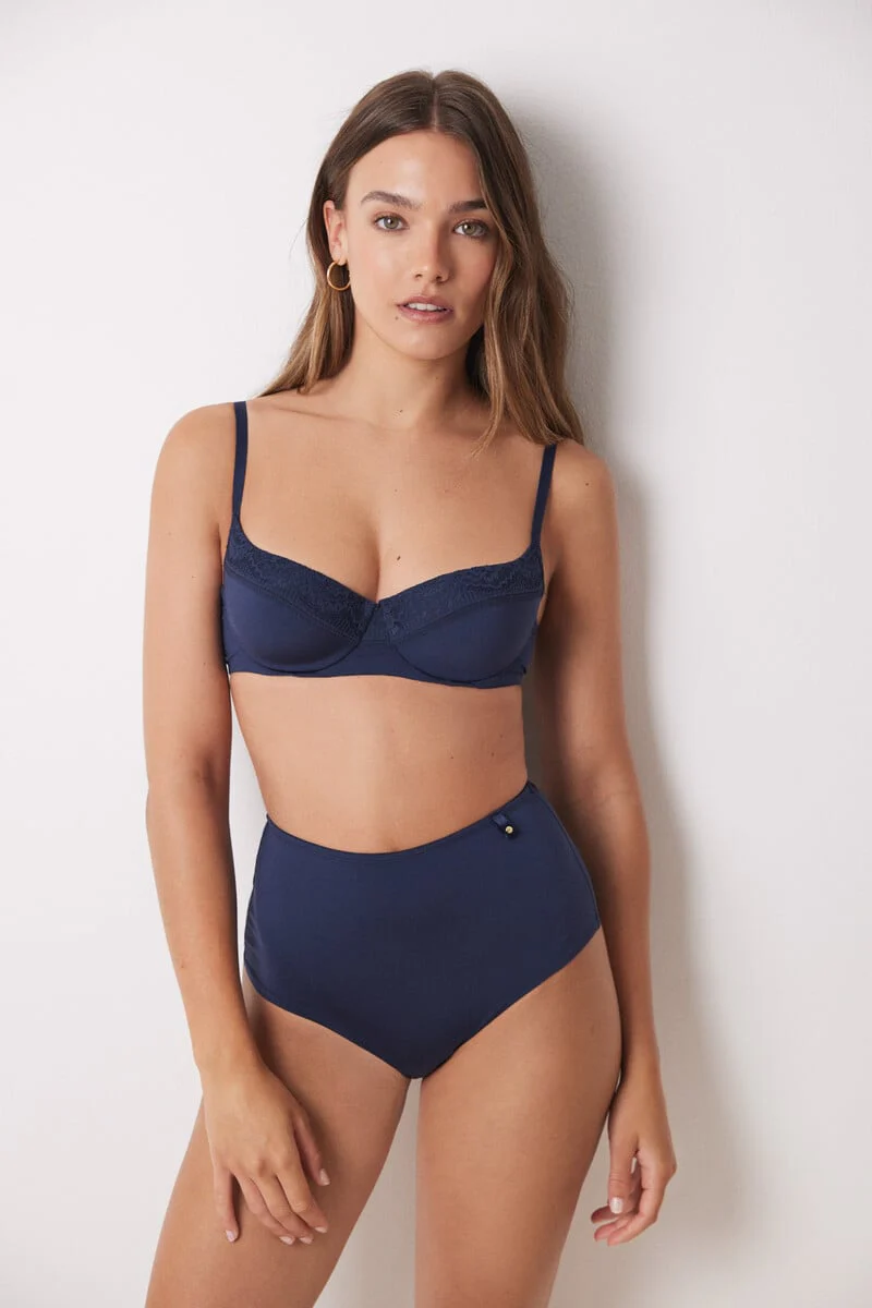 Classic dark blue microfibre high briefs - Image 3
