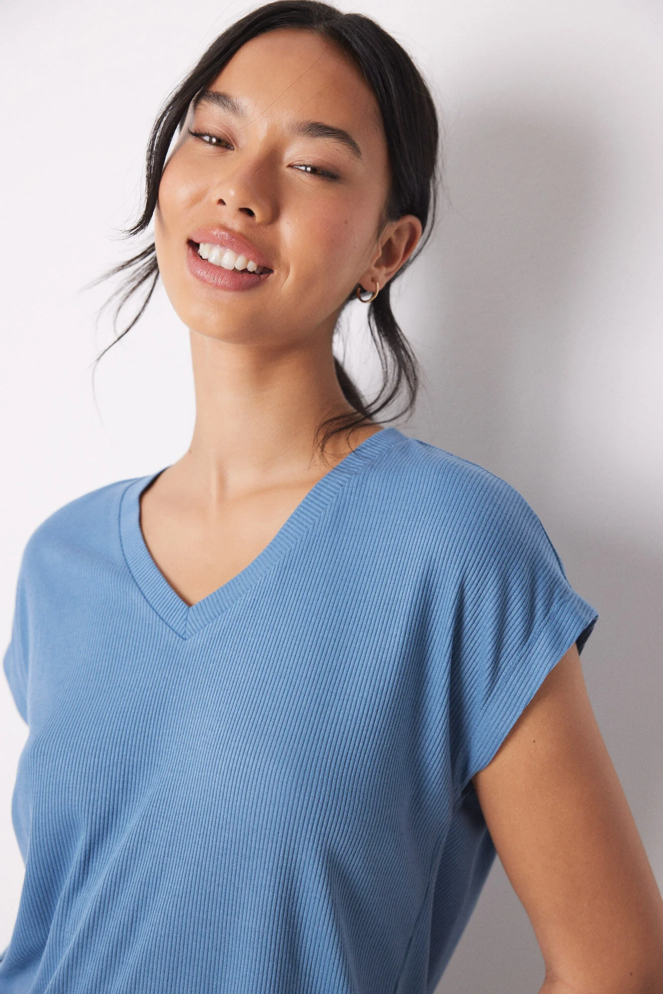 Blue ribbed short sleeve set - Image 2
