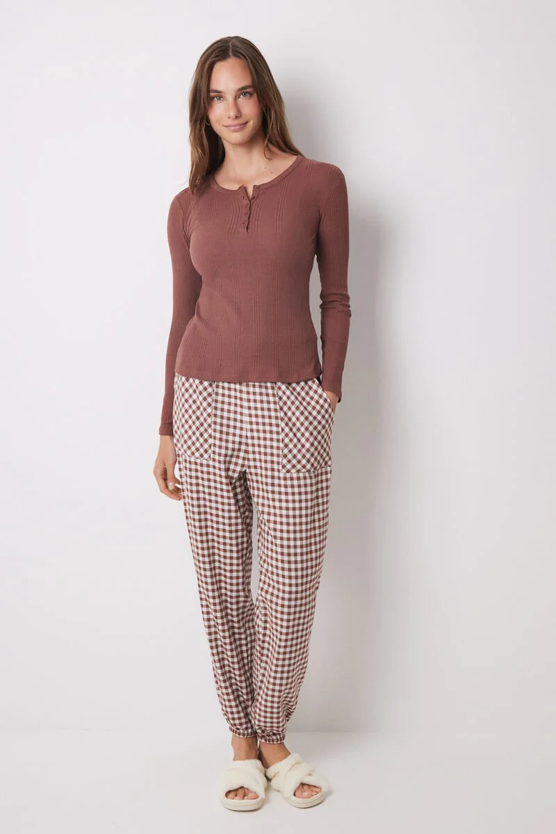 Medium Brown ribbed long sleeve t-shirt - Image 5