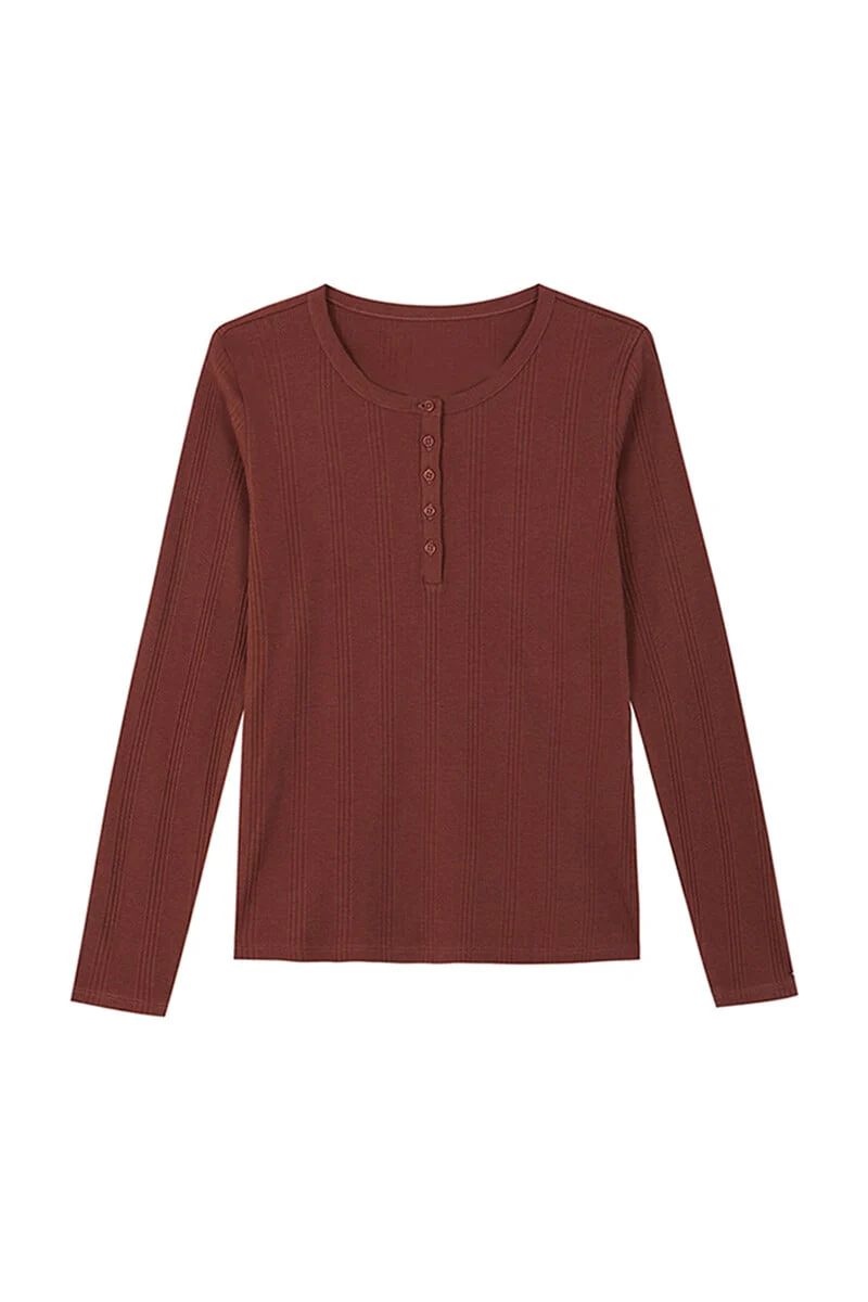 Medium Brown ribbed long sleeve t-shirt - Image 6