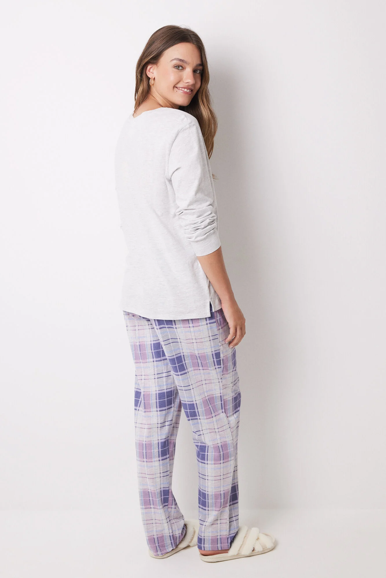 Long pajamas 100% cotton Snoopy checkered - Image 3