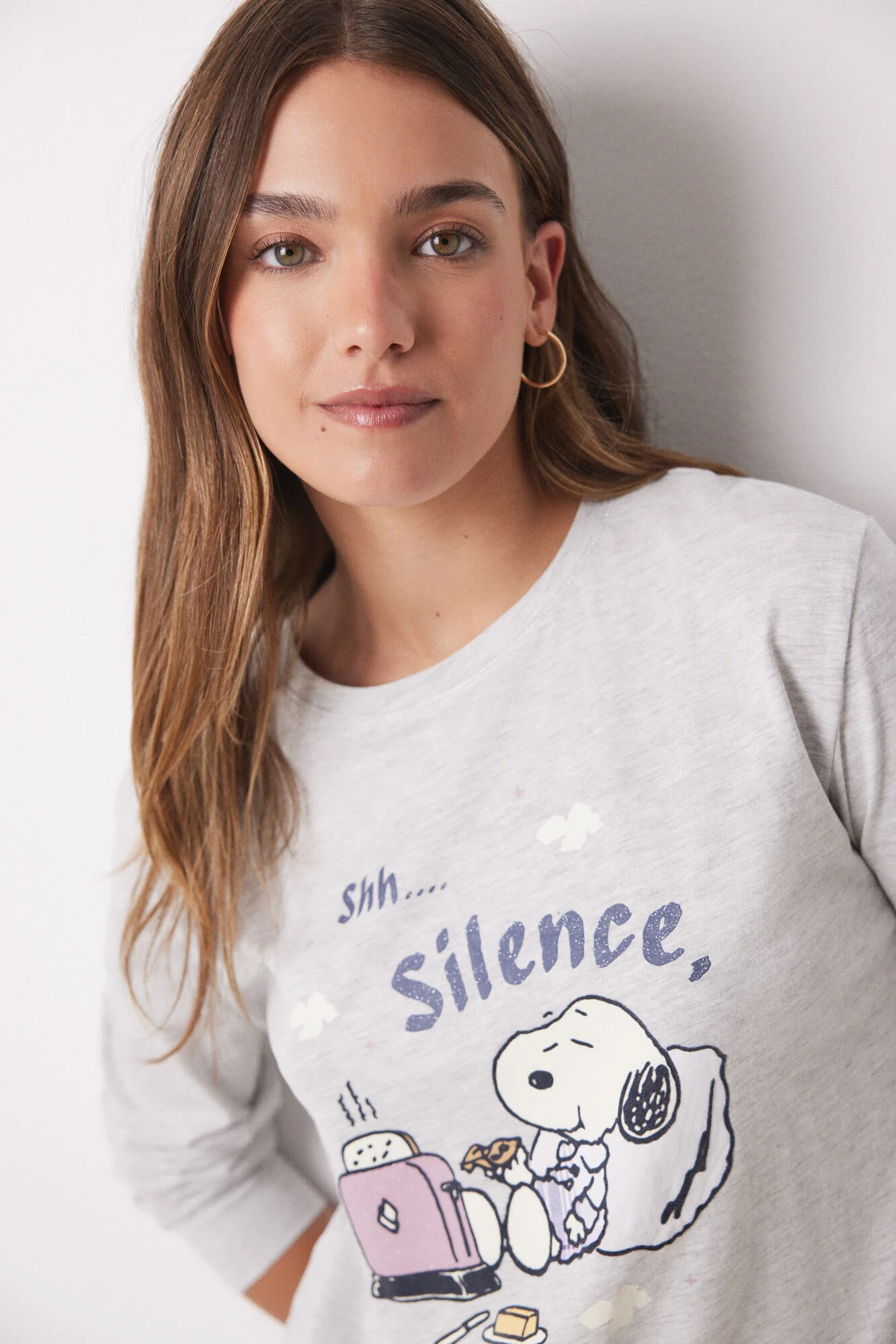 Long pajamas 100% cotton Snoopy checkered - Image 5