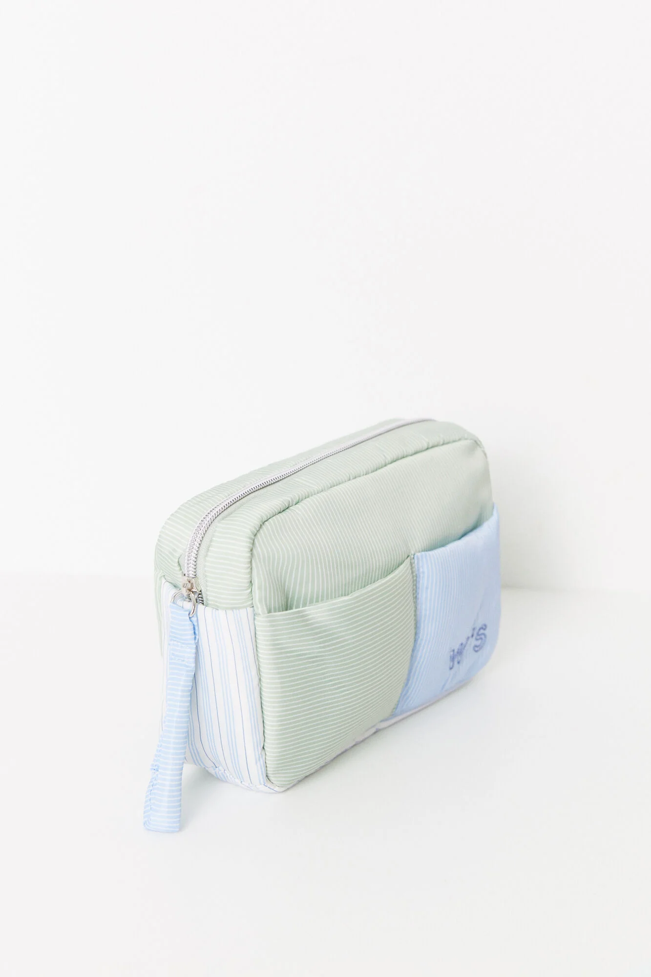 Medium nylon toiletry bag with striped print - Image 3