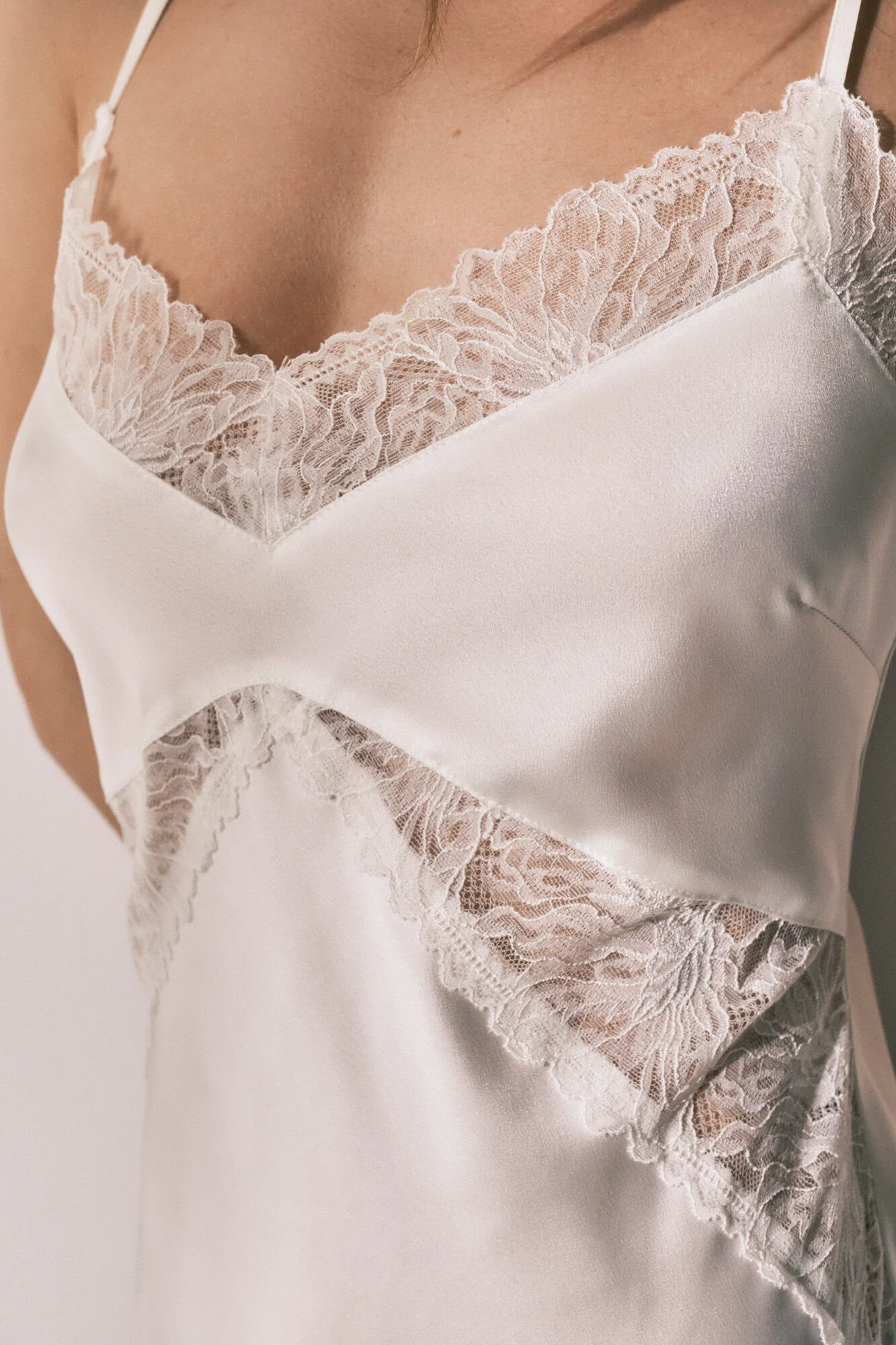 Midi satin nightdress in White - Image 4