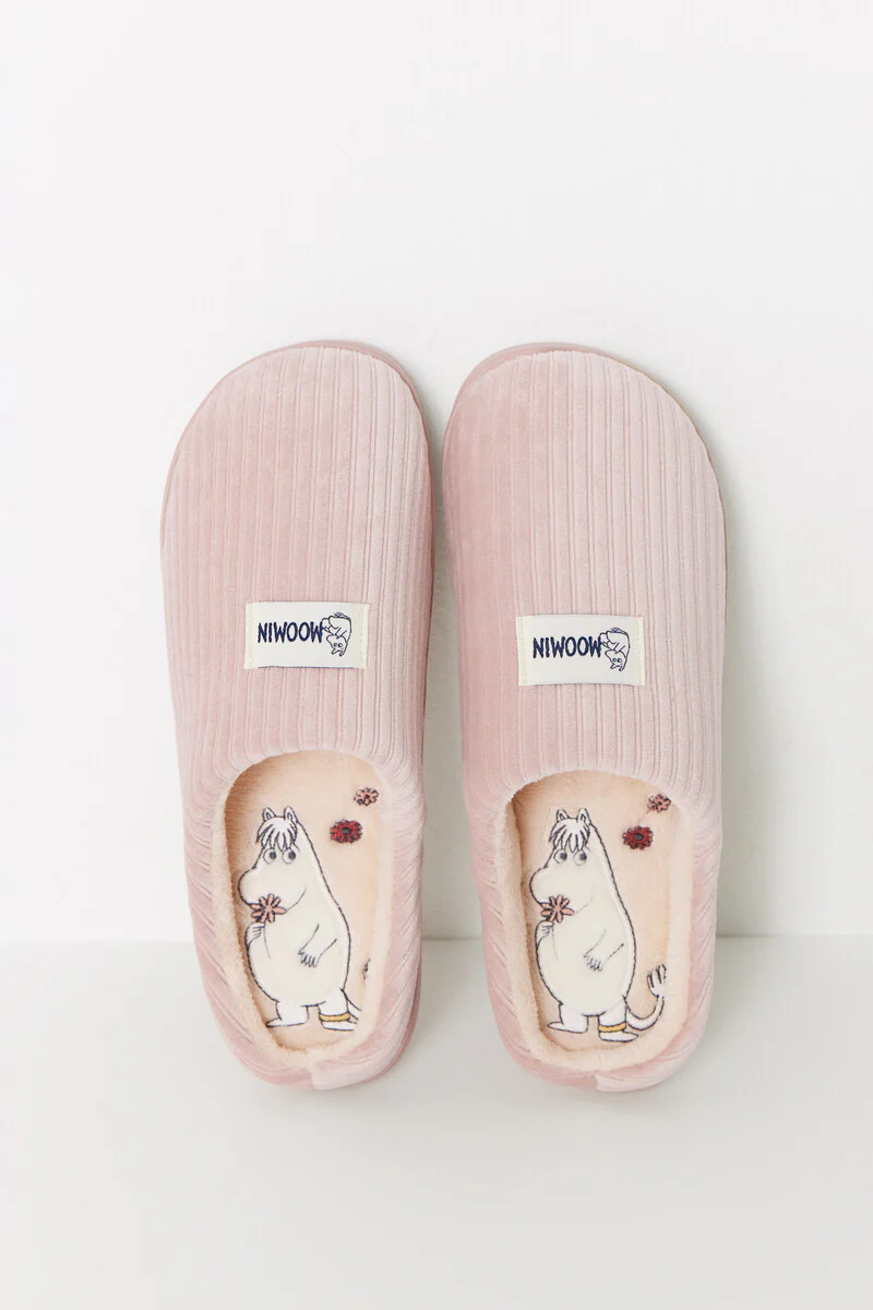 Moomin pink corduroy slippers