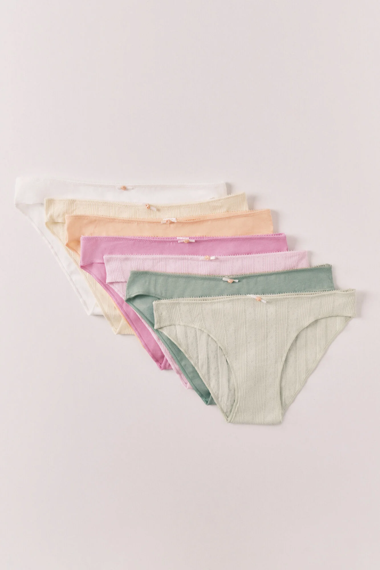 Multicoloured cotton pointelle classic panties 7-pack