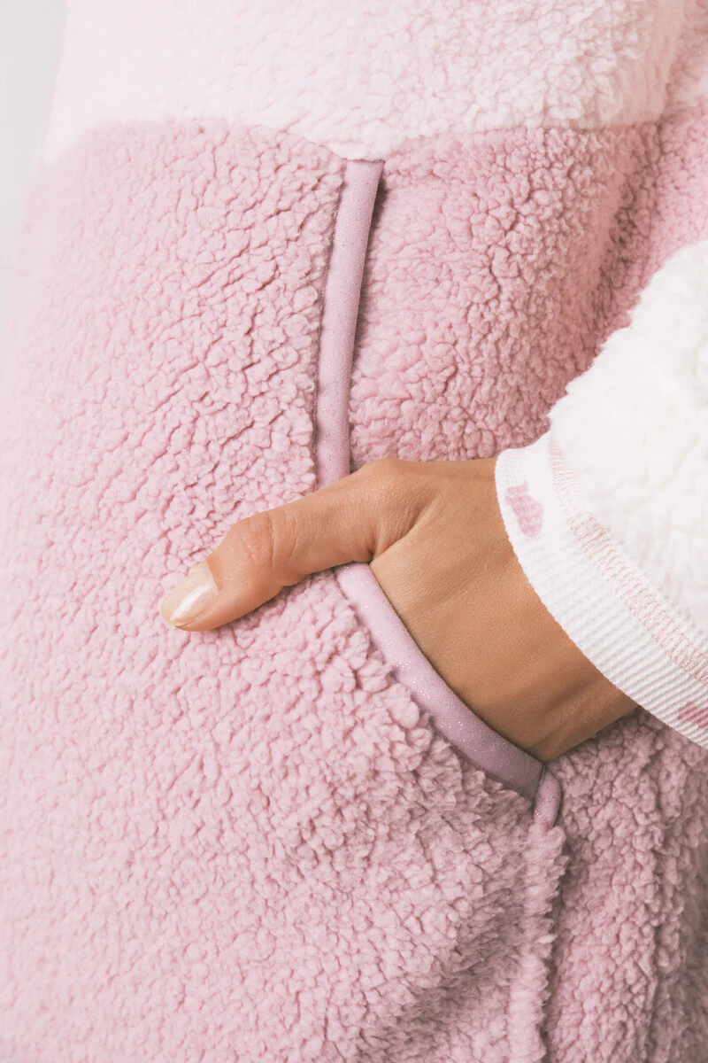 Multicoloured faux shearling robe with hood - Image 4