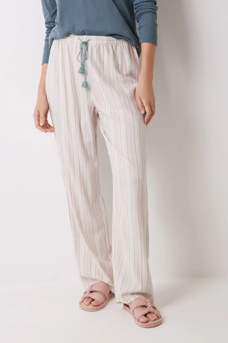 Long flannel trousers with multicoloured striped - Image 2