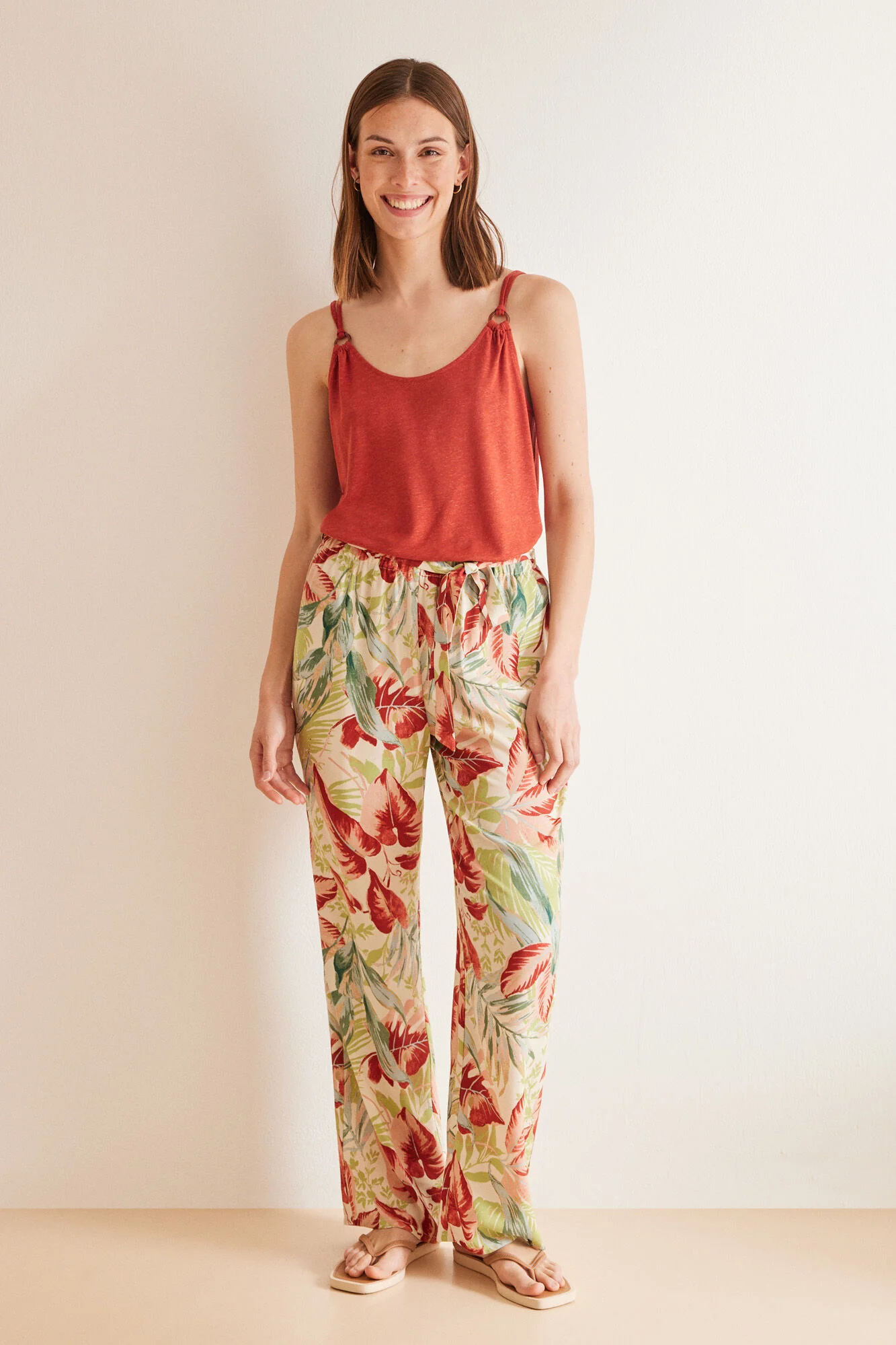 Long tropical fluid trousers - Image 4