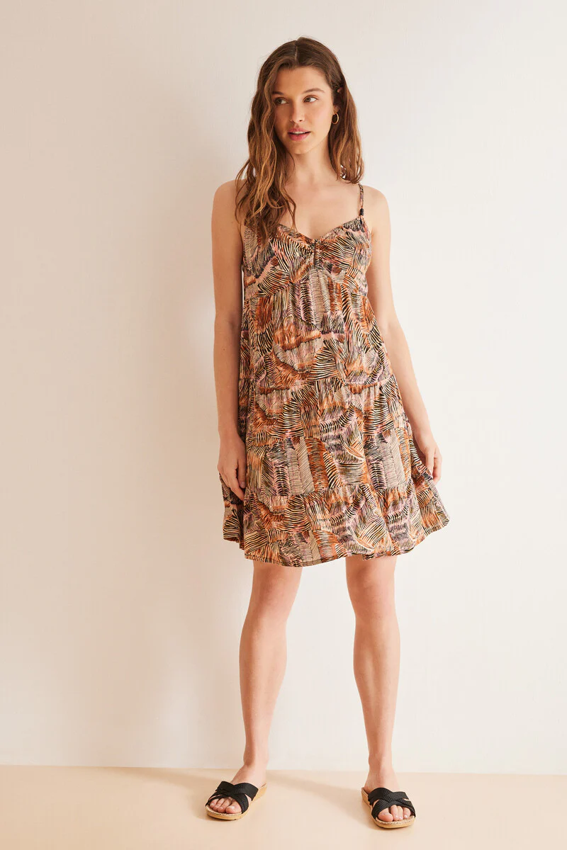 Short multicoloured striped strappy dress - Image 4