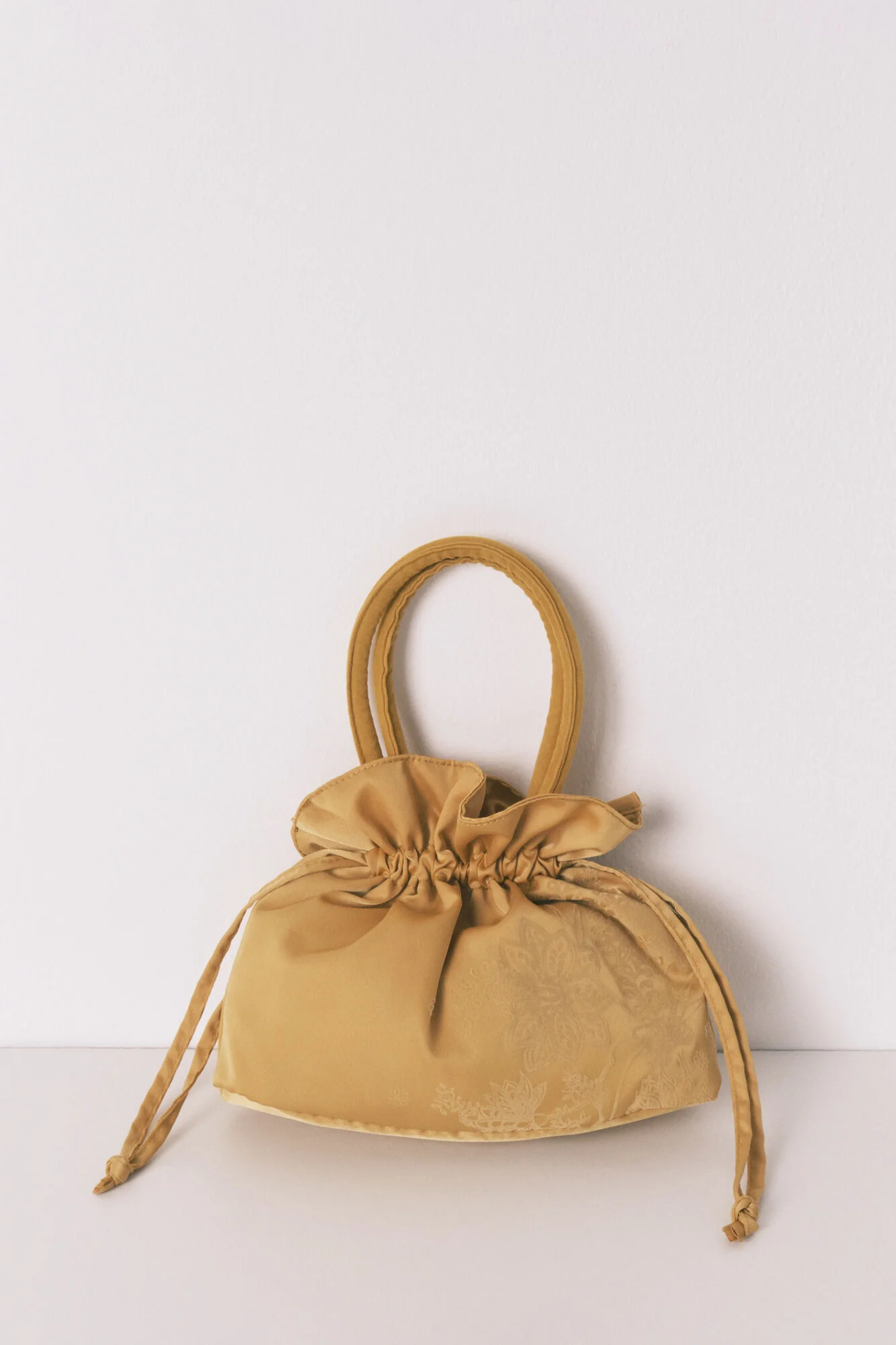 Mustard print satin vanity case