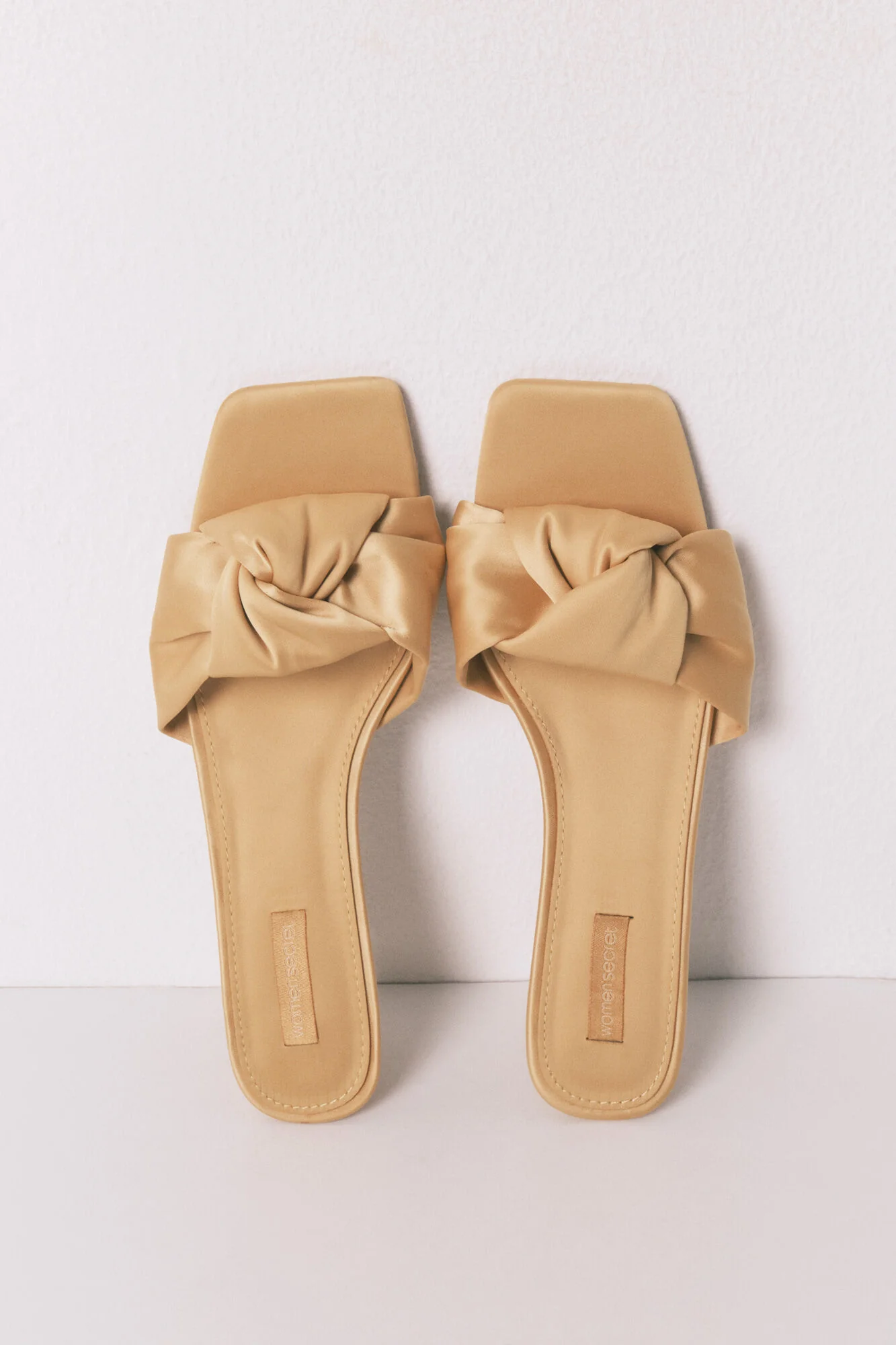 Mustard satin kitten heel sandals - Image 3