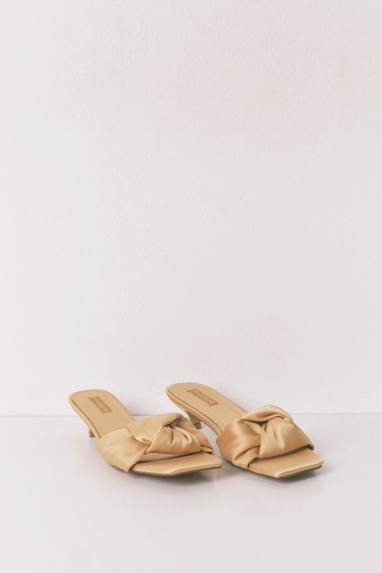 Mustard satin kitten heel sandals - Image 5