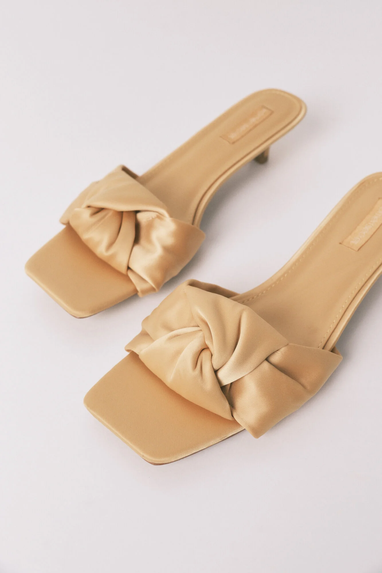 Mustard satin kitten heel sandals - Image 6