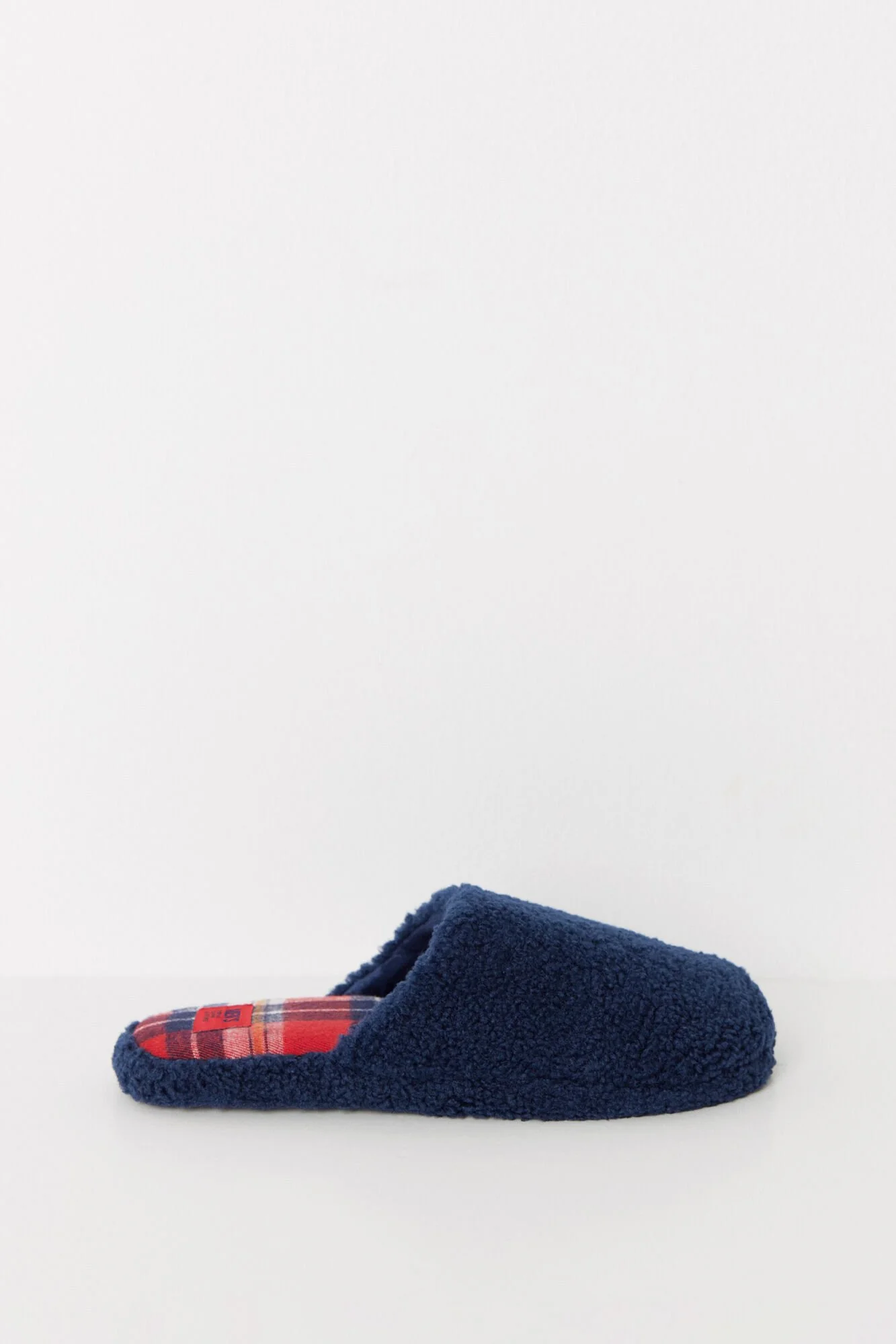 Navy blue faux shearling slippers - Image 3