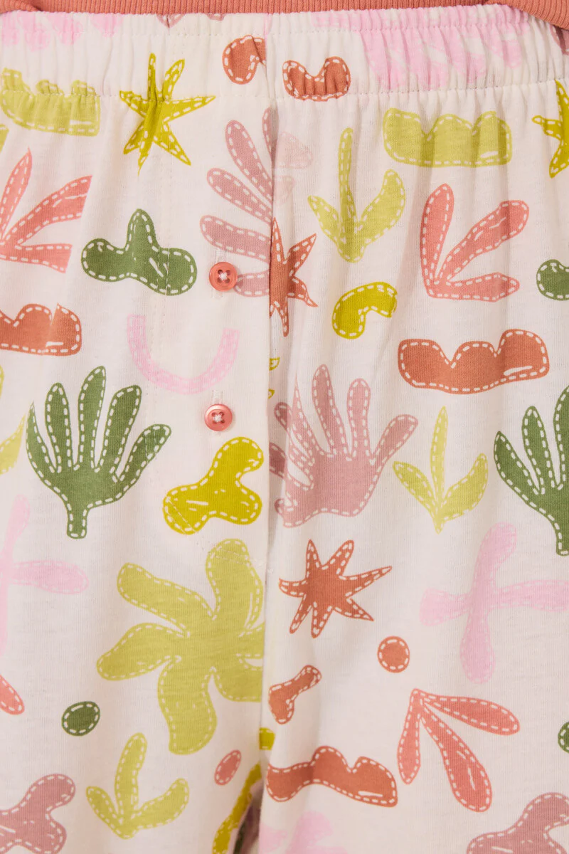 Orange cotton lounge pyjamas with leaves - Image 5