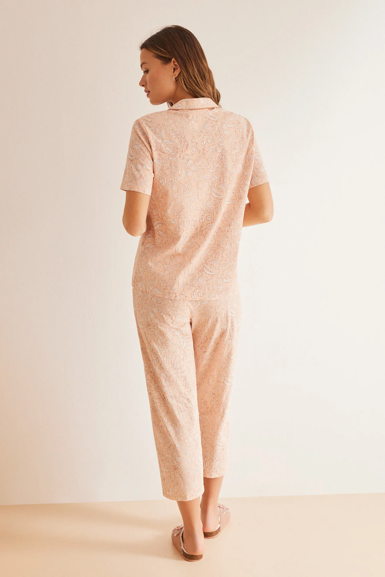 Orange floral 100% cotton classic pyjamas - Image 3