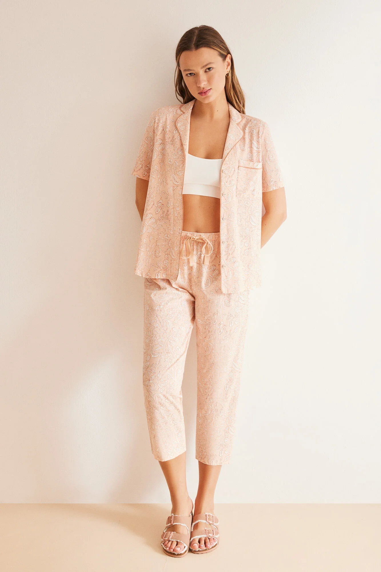Orange floral 100% cotton classic pyjamas - Image 4