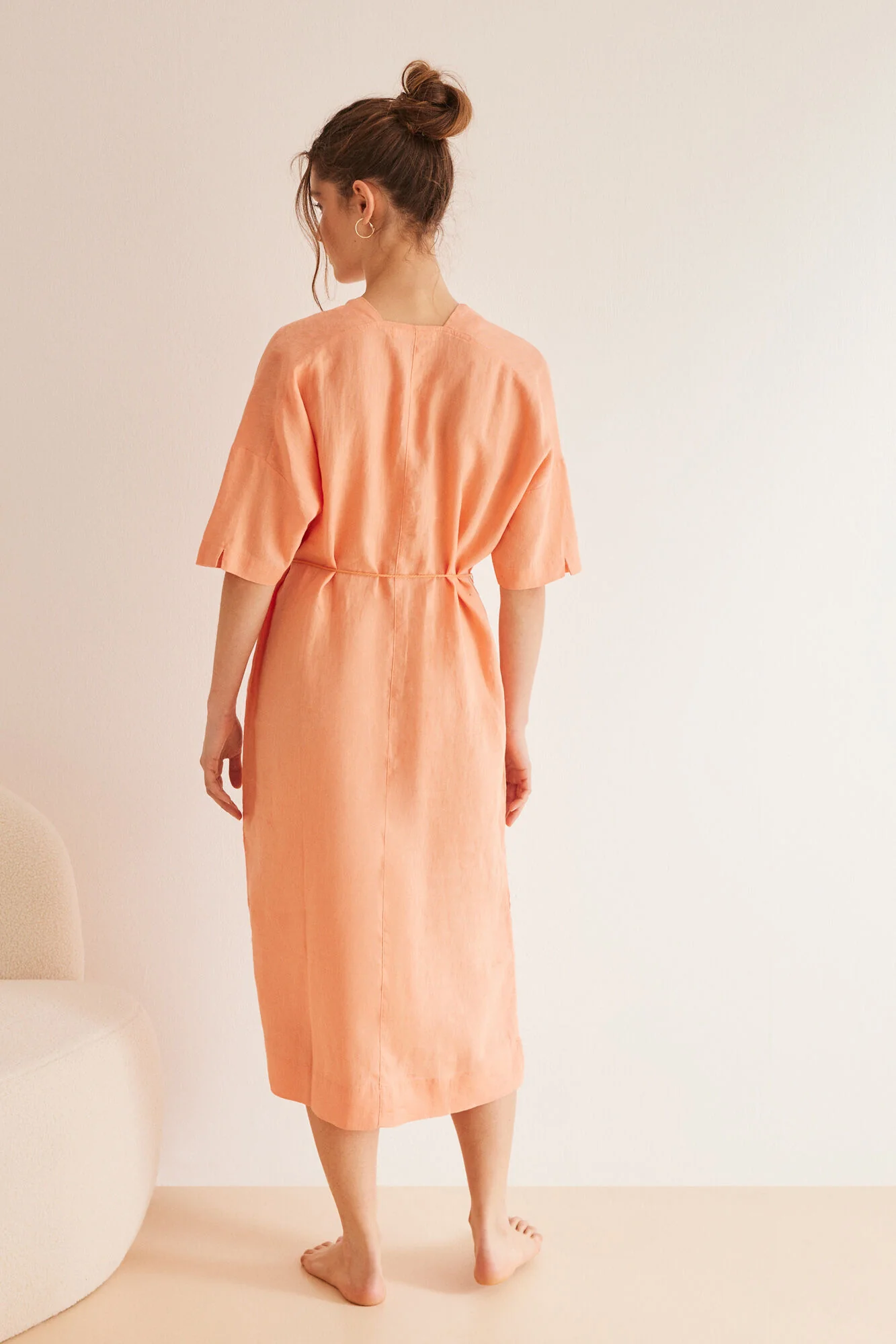 Orange linen kaftan dress - Image 4