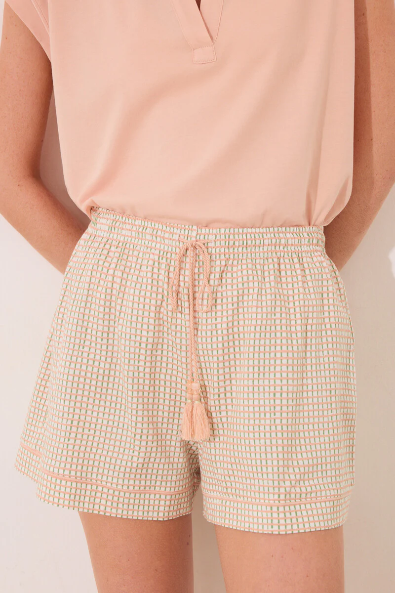 Orange plaid cotton short sleeve sleeved pyjamas - Image 4