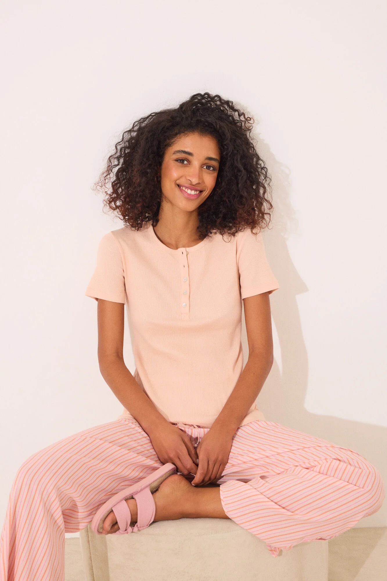 Orange ribbed short sleeve T-shirt - Image 5