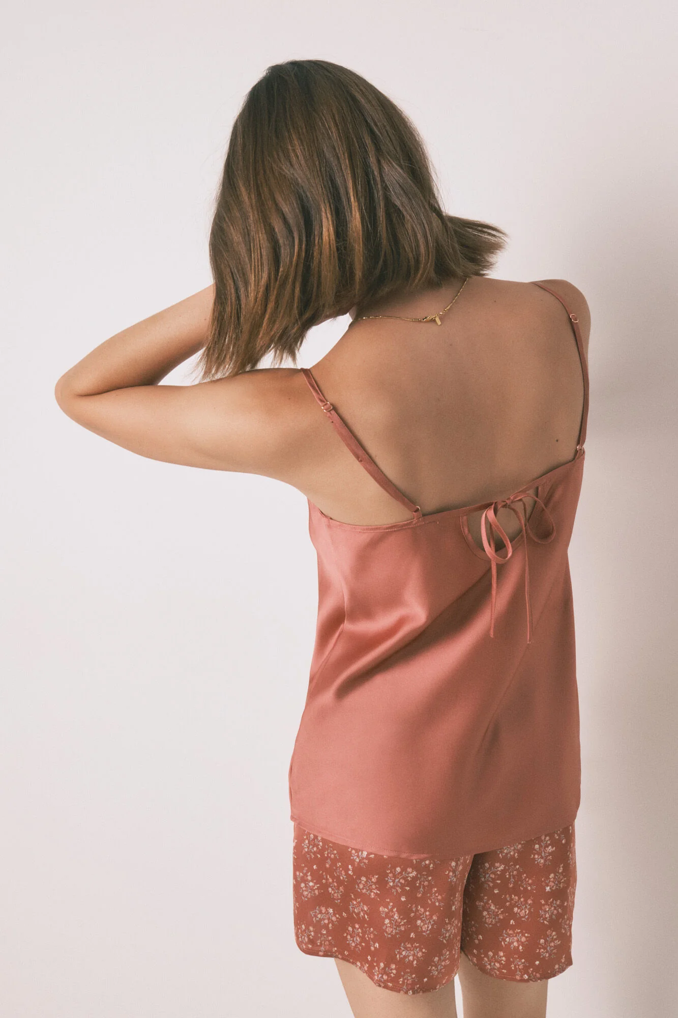 Orange satin short pajamas - Image 5