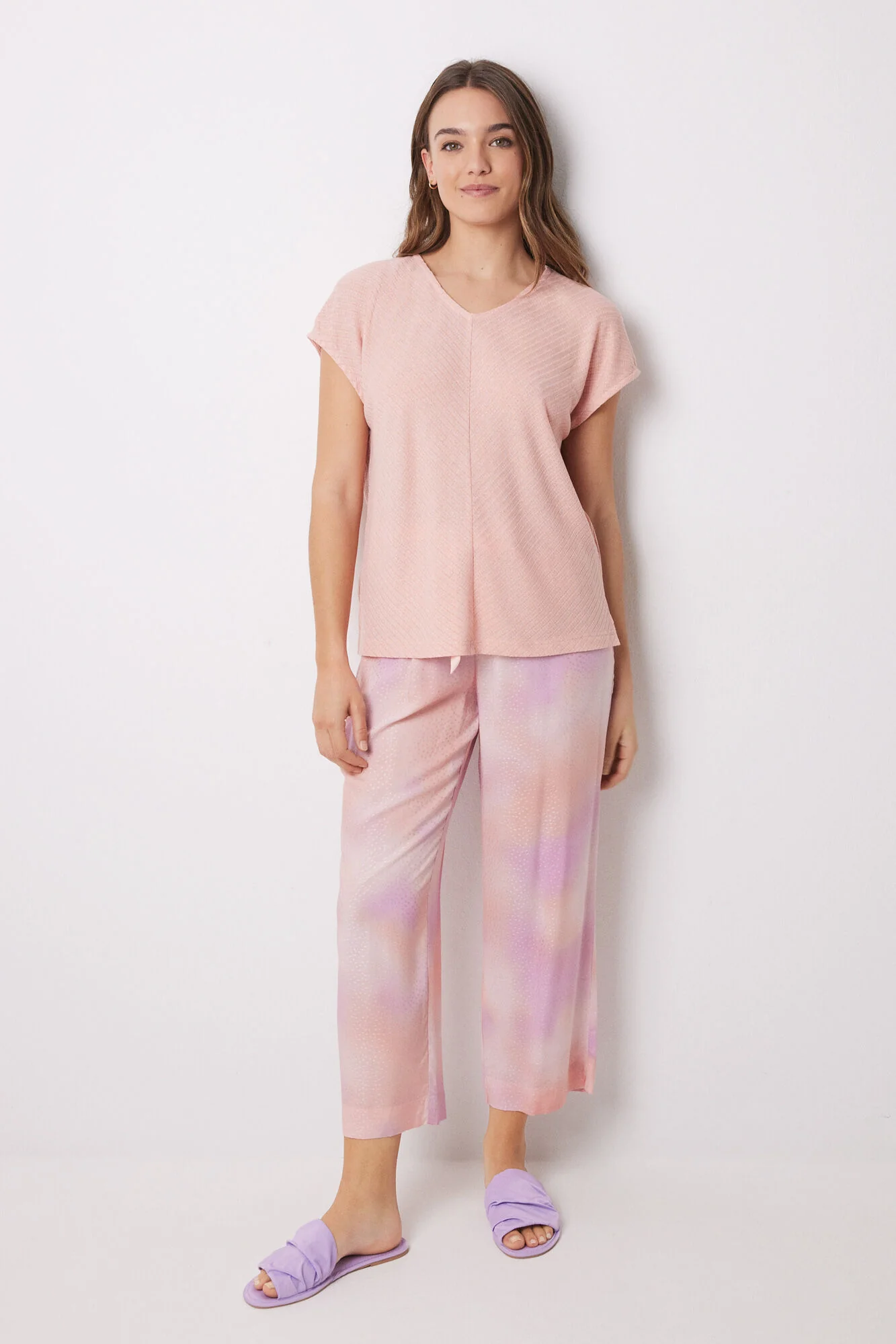 Orange Tie-Dye print Capri Pajamas