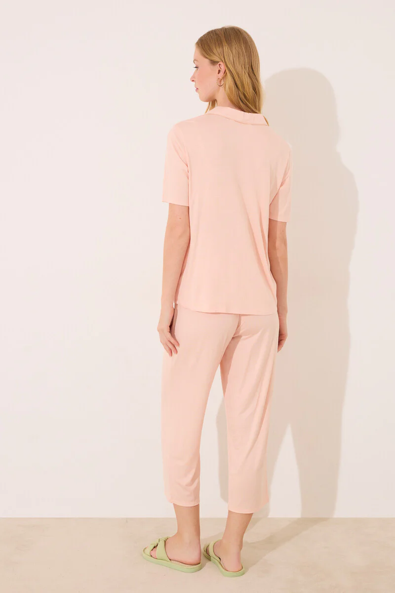 Orange viscose classic pyjamas - Image 2