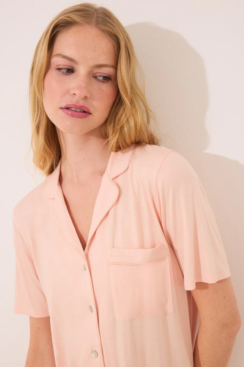 Orange viscose classic pyjamas - Image 4