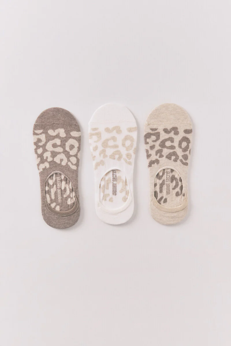 Pack of 3 leopard slip-on socks