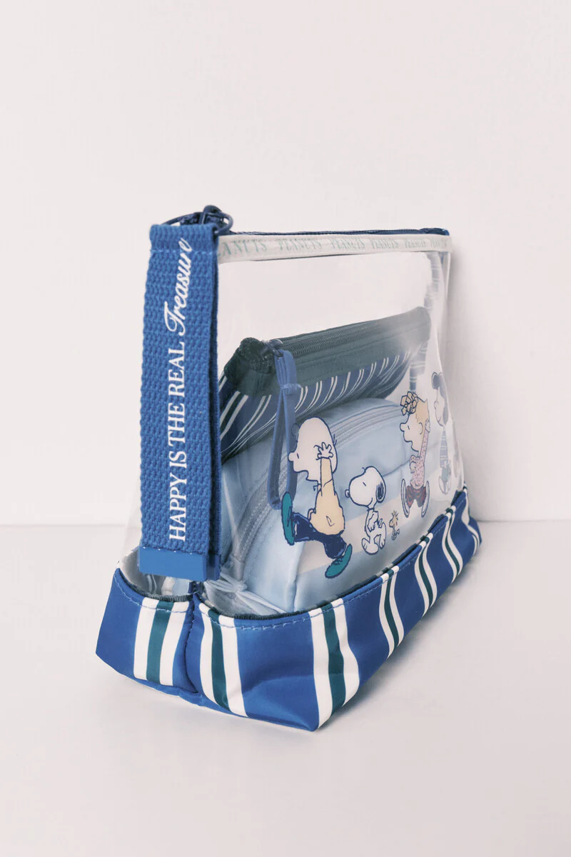 Pack of 3 Snoopy striped toiletry bags